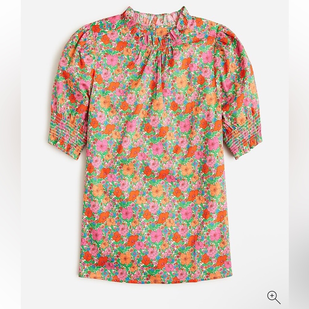 J. Crew Smocked puff-sleeve top in Liberty® Meadow Song fabric